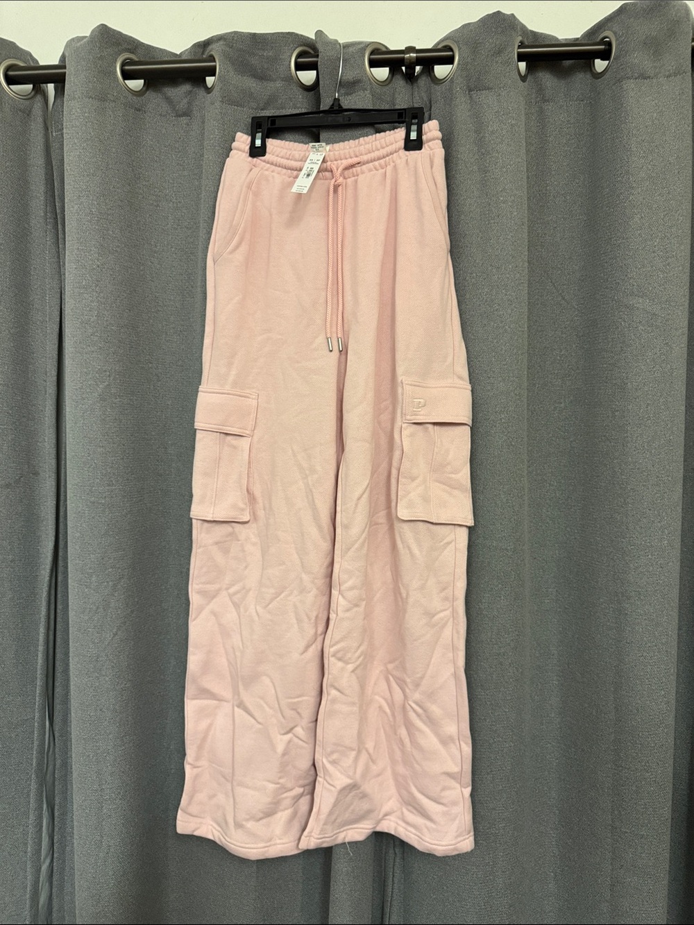 Pink Victoria Secret Women's Pink Cargo Sweatpants with Drawstring Waist